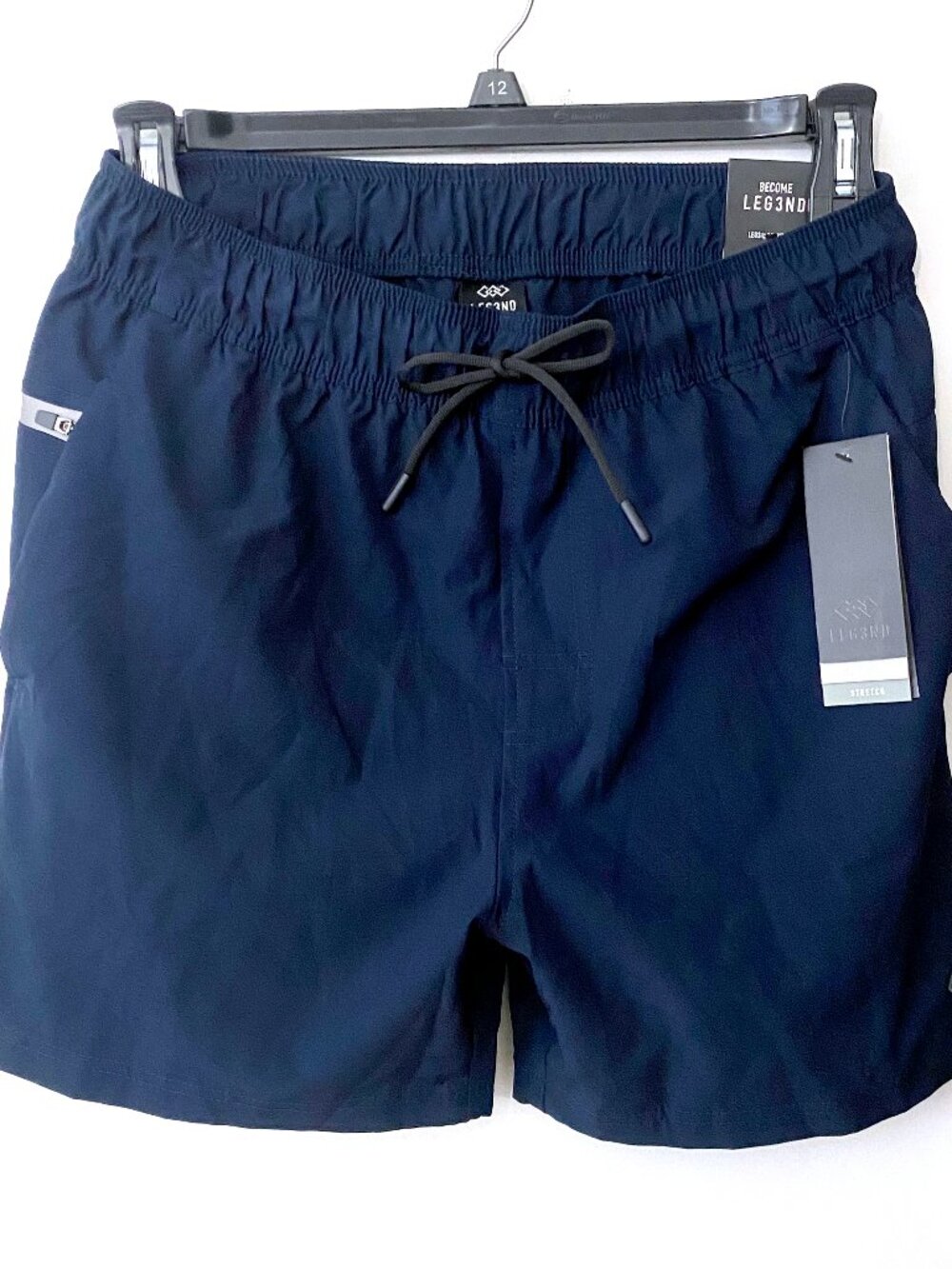 NWT Legend Men's Swim Trunks 5"with pockets, Navy, Size M